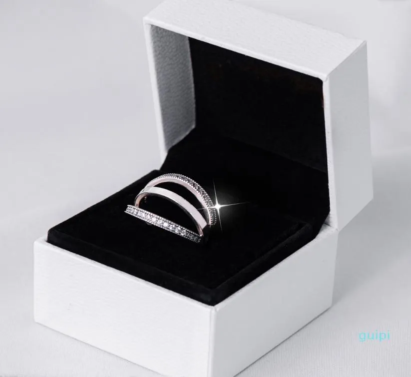 REAL 925 Sterling Silver Rings for Women Diamond With Original Box Set Fit Style Wedding Engagement Jewelry6750415