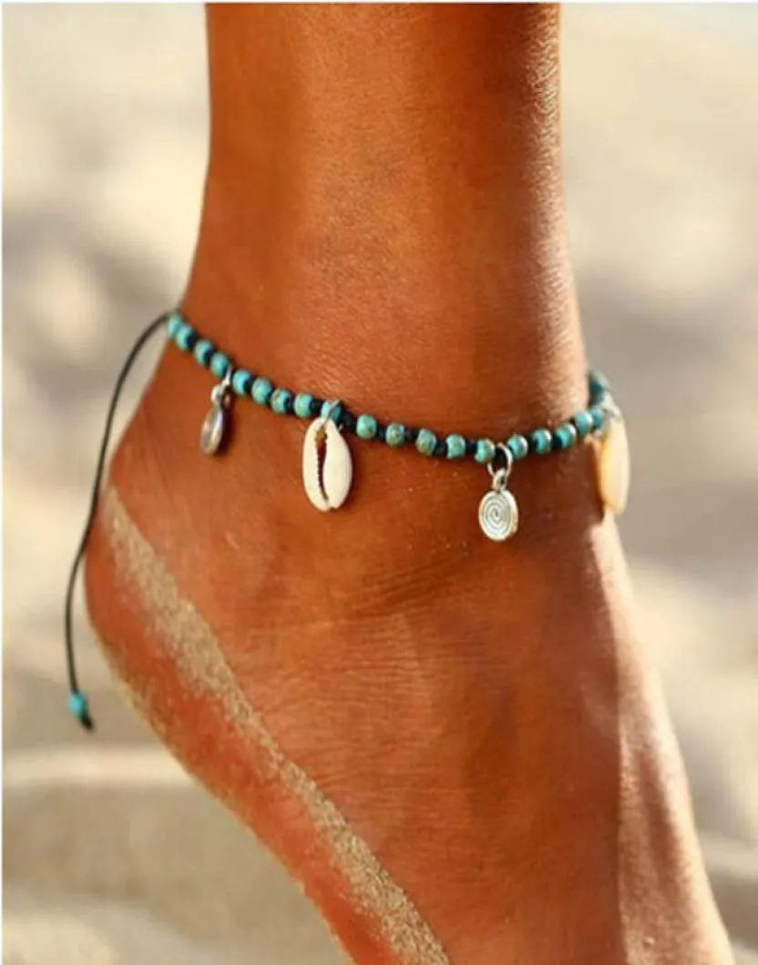 S1573 Bohemiska modesmycken skalpärlor Anklets Summer Beach Barefoot Ankel Armband Handgjorda Shell Ankel Armband7552487