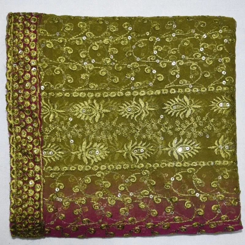 Vêtements ethniques Georgette Veil Floral Wedding Dupatta Écharpe Golden Sequins Sarees