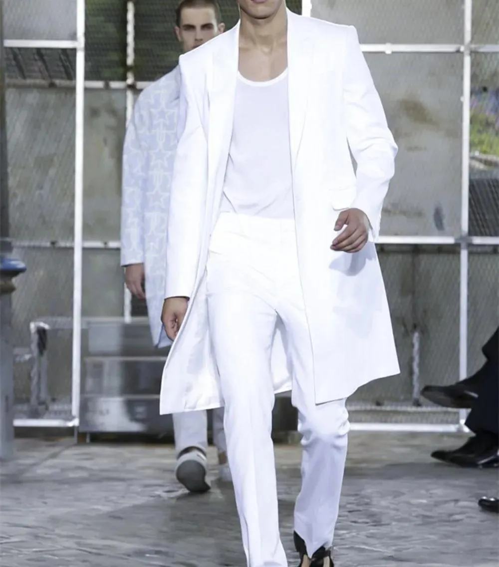 Джакеки летние длинные куртки белые брюки жених смокинг Свадебные костюмы для мужчин