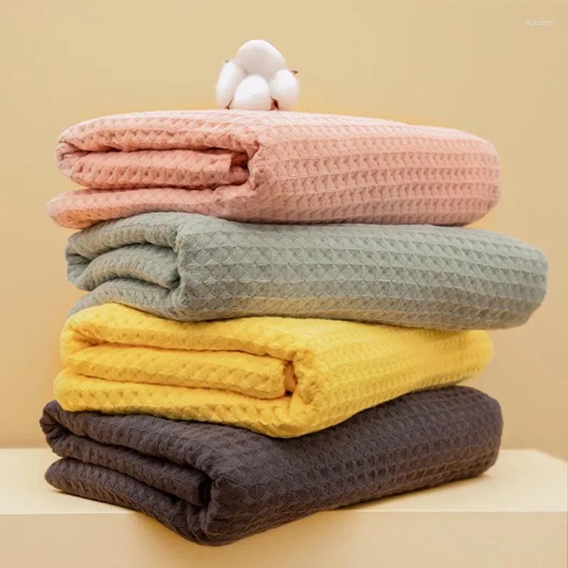 Handdoek eenvoudige wafelbad vaste kleur katoen ademende zacht Japans huishoudelijke absorberend haar honingraatpatroon gezicht