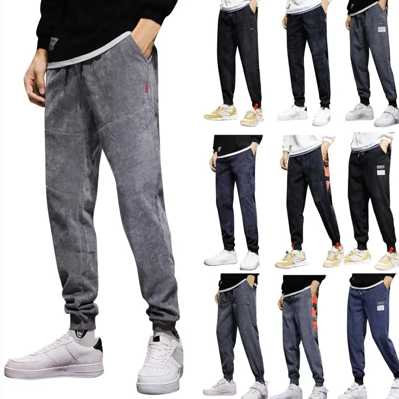 Mens Pants Harlan Casual Lace-up Track Cuff Solid Color Workout with Pocket Boy Slip