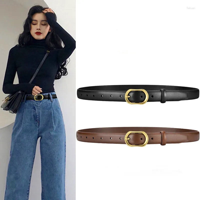 Belts Fashion Designer en cuir authentique Bel Bel's Women's Luxury Belt Jeans Simple Thin Black Student Decorative Strap Ins Style