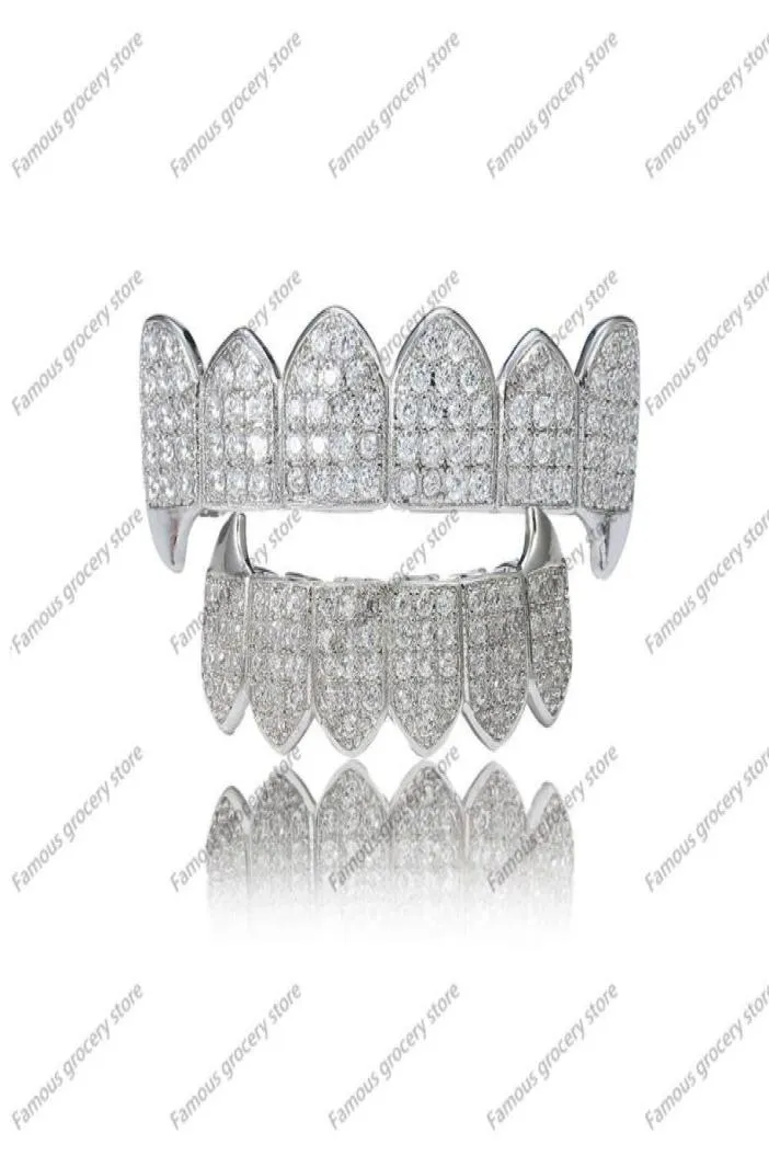 2021 Grills hiphop bretels goud Fangs micro ingelegde zirkoon tanden trend decoratieve body6424044