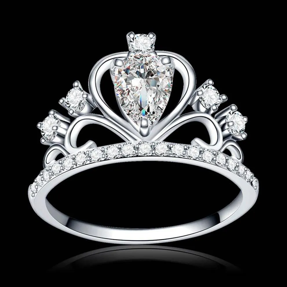 Clear Excone Princess Stone Crown Color Crown Color Engagement Ring Cocktail Girls207A