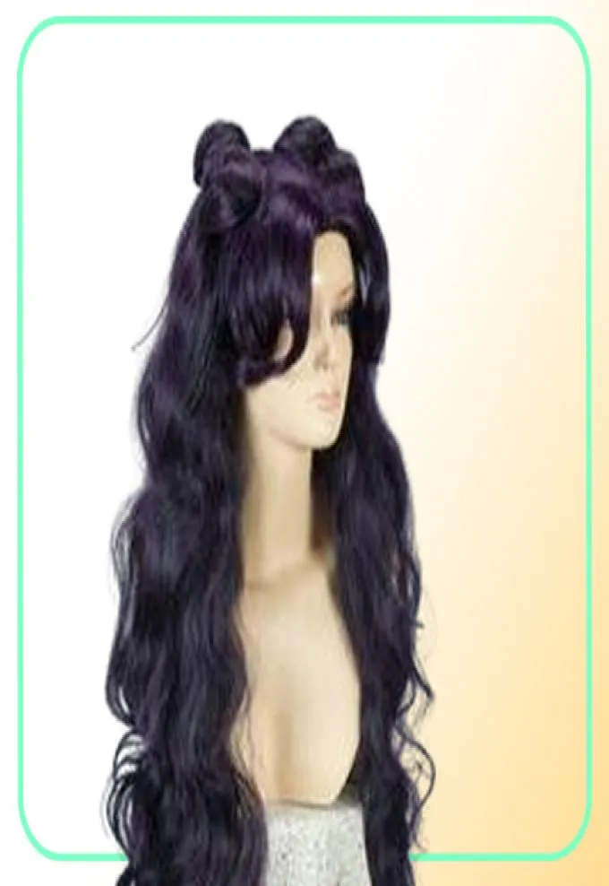 Sailor Moon Luna Artemis Brand New Long Purple Black Wig Cosplay Party Wig4604053