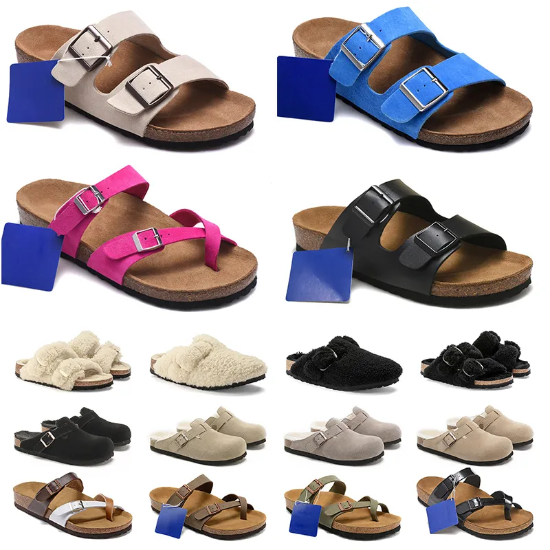 Designer Slides Women Men Mule Clogs birkinstock bostons Platform Slippers Flip Flops Buckle Strap Cotton Room House Fur Sandals Shoes Favourite Sliders