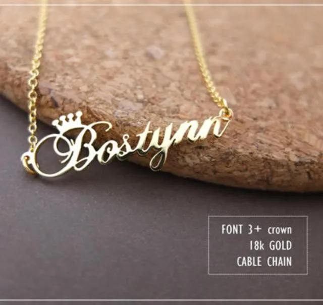 Stainless Steel Rose Gold Color Any Cursive Crown Handmade Name Necklaces Customized Necklace Birthday Gift2607111