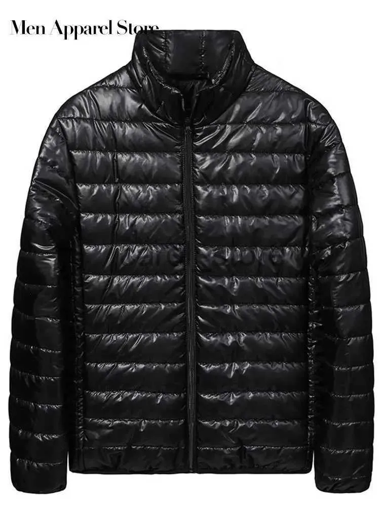 Men's Down Parkas Men's Down Jacket Soft Lightweight Autumn Winter Solid Slim Padded Turtleneck Coat Male Casual Warm Long Sleeve Zipper Jackets J231225