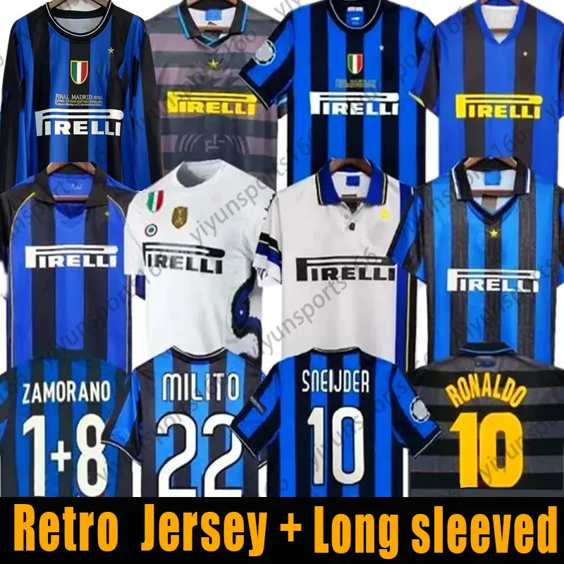 2009 Retro Milan Soccer Jersey Finals Milito Sneijder Zanetti Eto'o Long Sleeve Football 97 98 99 95 Baggio Adriano 10 11 04 05 Batistuta Inters Zamorano Ronaldo