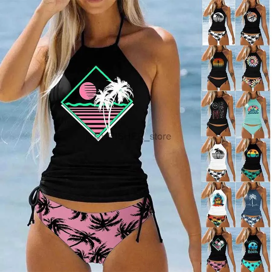 Bikini Set da donna Estate 3D stampato Bikini Costume da bagno Costume da bagno sexy da donna Costume da bagno a due pezzi Loose Beach Tankini S-6XLL231225