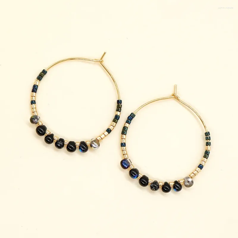 Dangle Earrings Rice Bead Circle Tide Return To The Ancients Originality Simple Bohemia Hand Knitting Alloy Beaded