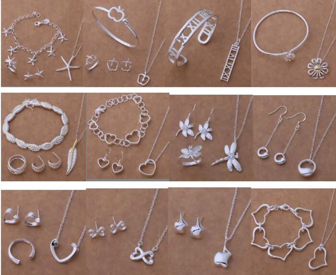 with tracking number New Fashion women039s charming jewelry 925 silver 12 mix jewelry set 14596196174