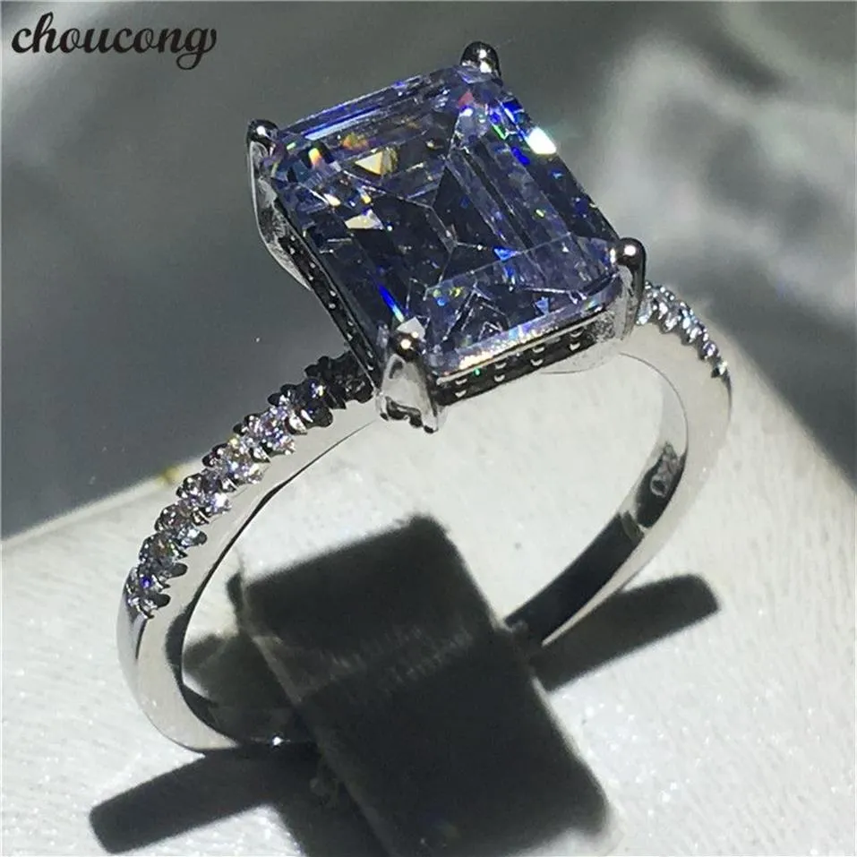 Choucong Charm Promise Ring 925 Sterling Silver Princess Cut 3CT Diamond Engagement Wedding Band Rings for Women Jewelry239C
