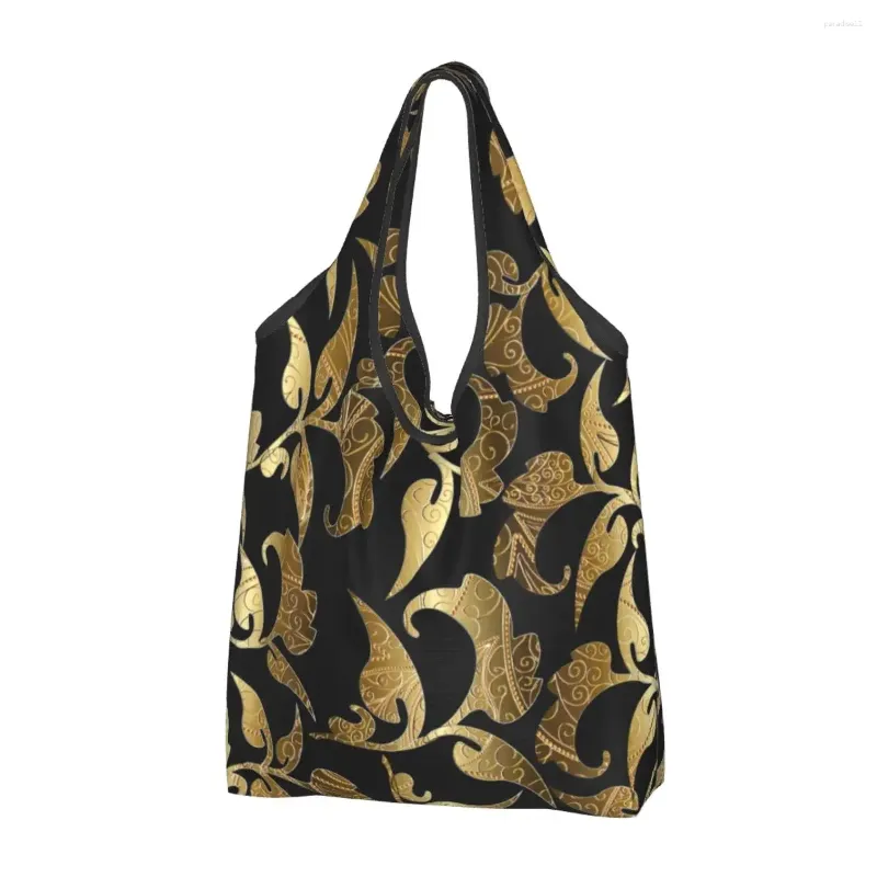 Bolsas de compras Bolsas de chupas para el soldado barroque de oro negro de oro floral y floral