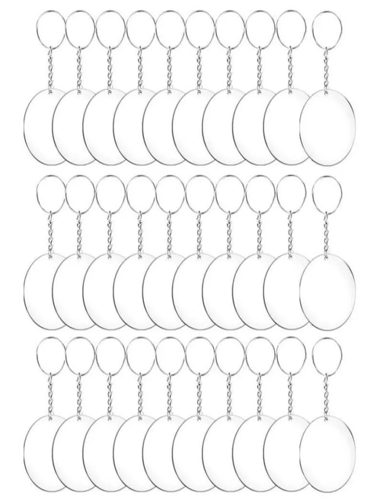 Keychains 487296pcs Acrylic Transparent Circle Discs Set Key Chains Clear Round Keychain Blanks For DIY Transparent9284628