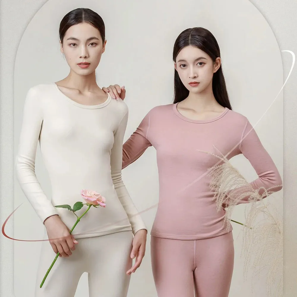 Winter Womens Thermal Underwear Wool Silk Velvet Lingerie Long Johns Thermo Underwear  Women Long Sleeve Bottoming Top And Pants 231225 From Powerstore01, $22.16