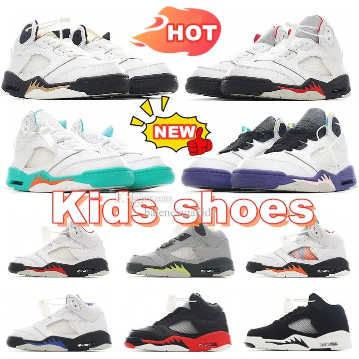 Jumpman 5s Çocuk Basketbol Ayakkabıları 5 Toddler Spor Kekolar Erkek Kızlar Gençlik Eğitmenleri Raging Bull Kırmızı Yeşil Bean Moonlight Uçuş Koyu Concord Tasarımcı Spor Ayakkabı