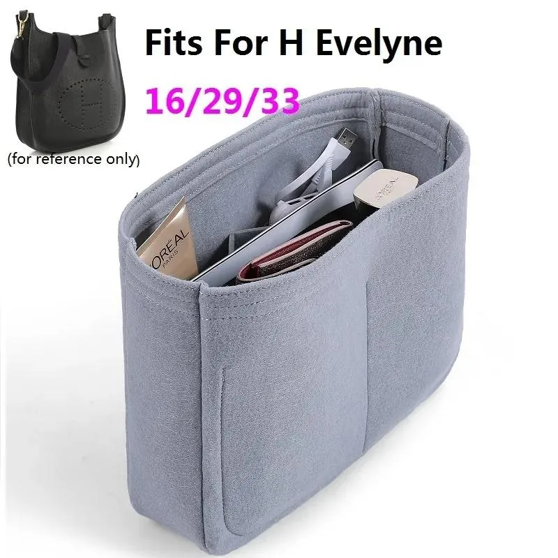 Verktyg Craft Tools Passar för Evelyne Saddle Felt tygin Insert Bag Organizer Makeup Handväska Travel Inner Purse Portable Cosmetic Påsar 22102