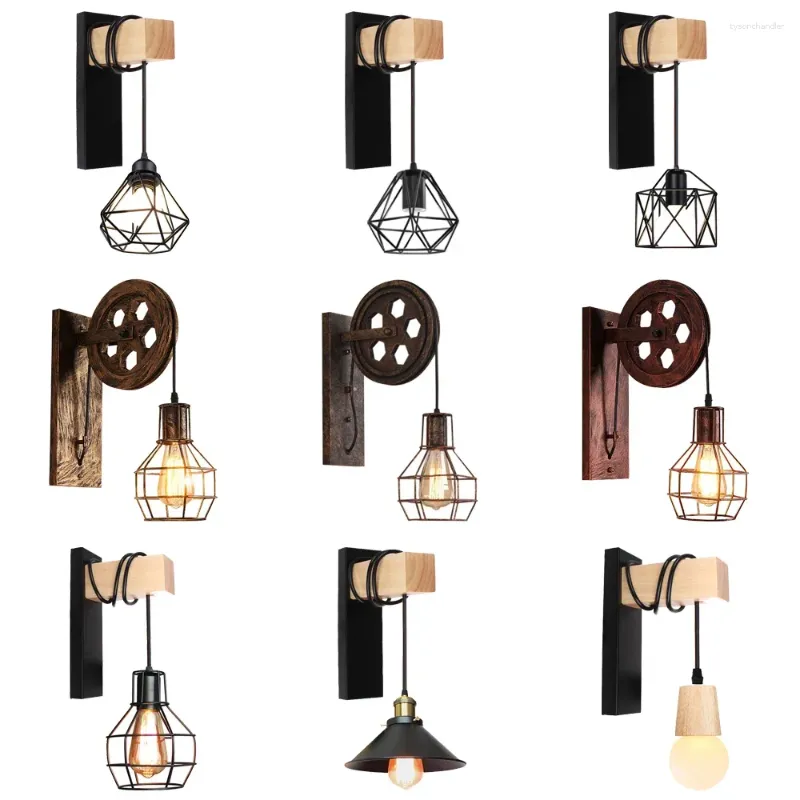 Wall Lamps Retro Vintage Light Ceiling Lifting Pulley Industrial Lamp Fixture Loft Cafe Bar Adjustable Sconce Home Decor