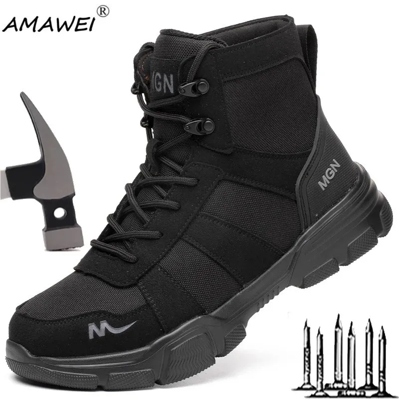 Рабочие ботинки AMAWEI, неразрушимая защитная обувь, мужская обувь со стальным носком, устойчивые к проколам кроссовки, мужская обувь, женская рабочая обувь 231225