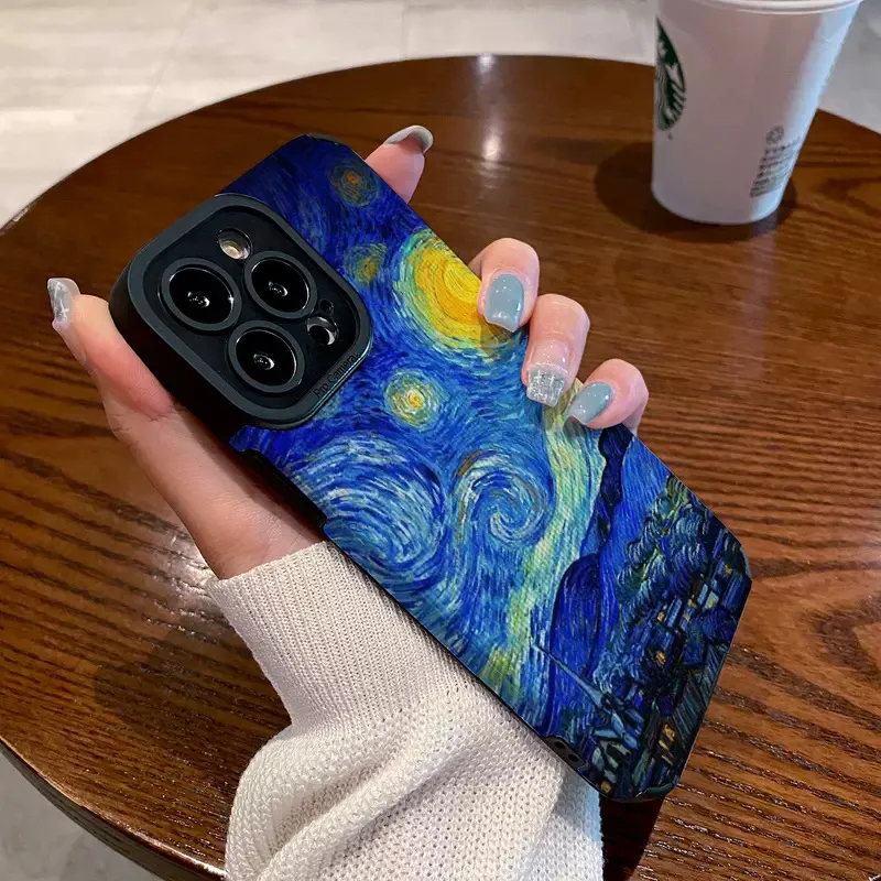 Starry Night av Van Gogh Phone Case för iPhone 15 11 12 Pro Max iPhone 13 14 Pro Max Cases Back Cover 100st.