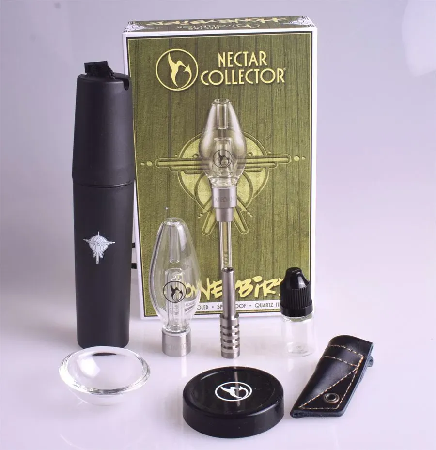 Glass Smoking Pipe Mini Nectar Collector Kit with Quartz Tips Replacement Thread Titanium Ceramic Nail Dab Straw Oil Rigs