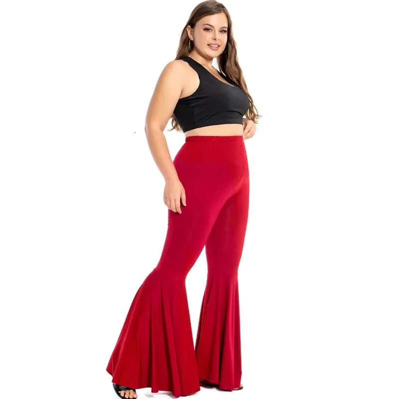 Babbytoro Women Flare Leggings Wide Leg Loose Bell Bottom Dance Party Modal Cotton Legin Pants Plus Size 5XL 4XL 3XL L Black Red 231225