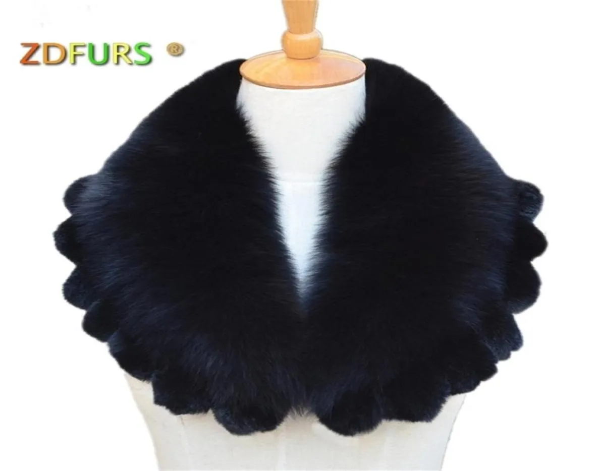 ZDFURS womens winter coat collar accessories Genuine fur scarf with rex lace ZDC163006 Y2010071343558