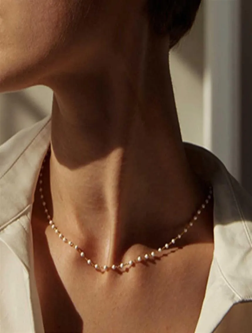 15 Style prosty perełowy łańcuch Choker Naszyjnik kryształowy ludź