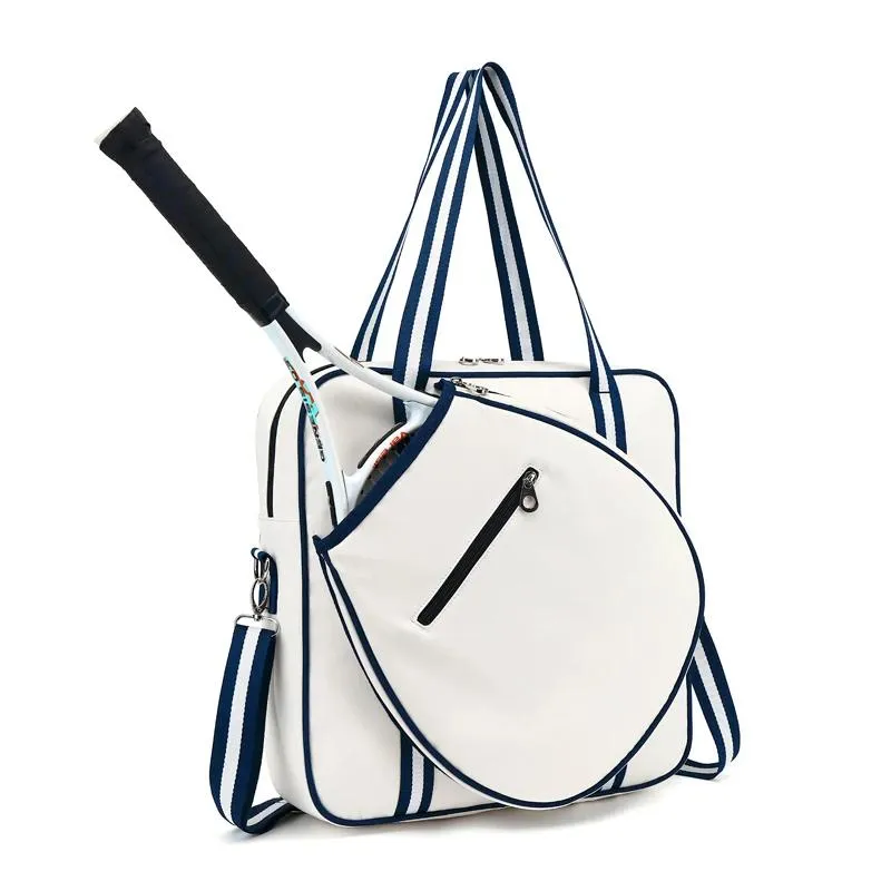 Kolejki Męska torba tenisowa lekka przenośna rakieta tenisowa w torbie pojedyncze na ramię wodoodporne tkanina niebieska biała laptop torebka squash tash