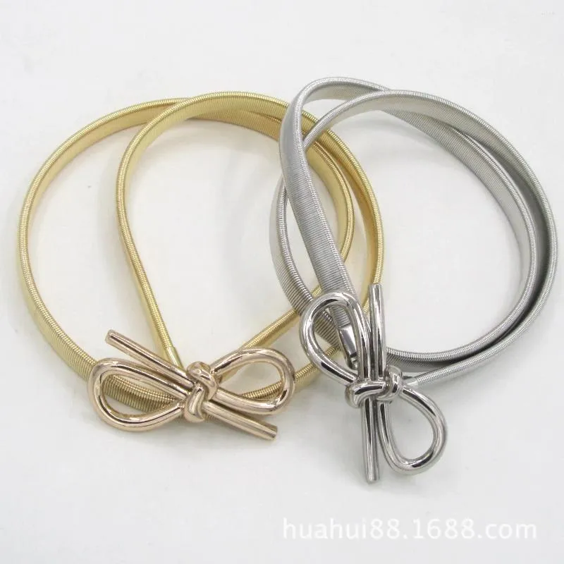 أحزمة الذهب bowknot شكل مرن للنساء فتاة تمتد نحيل حزام حزام cummerbunds المعادن أنثى cinturon mujer cinto