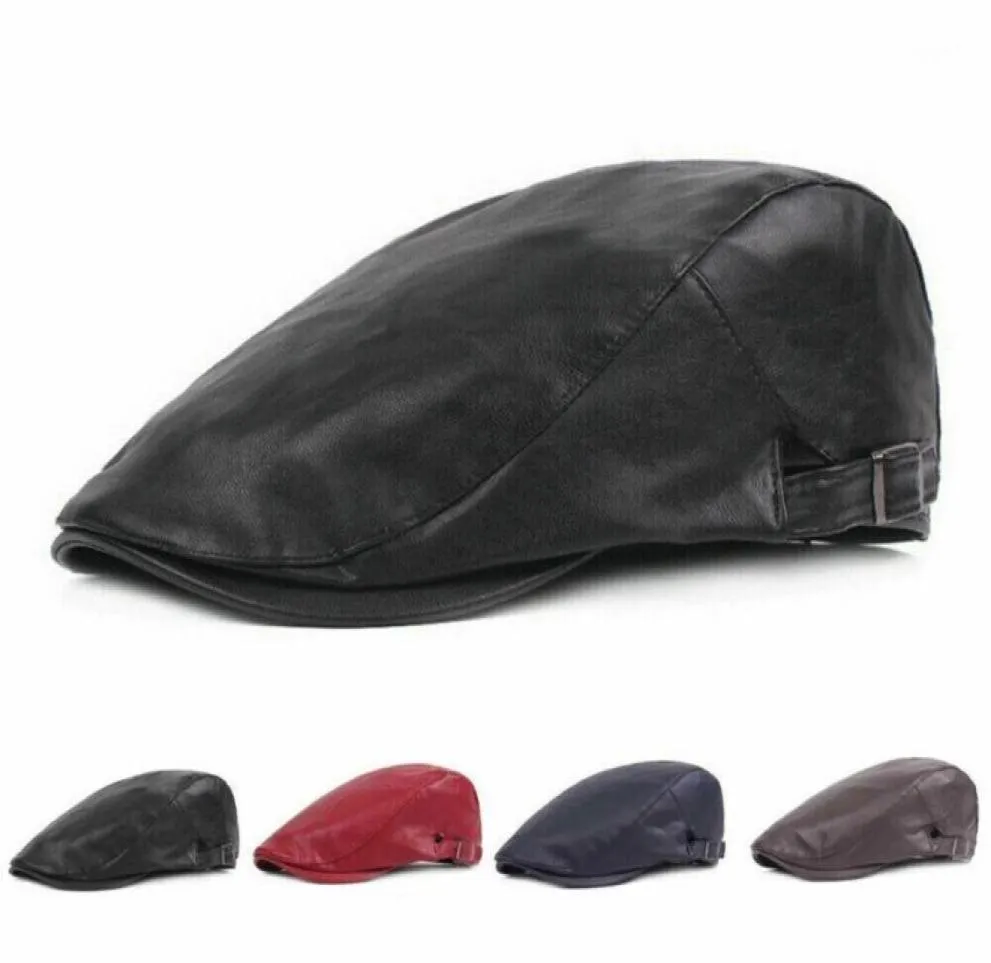 Hirigin British Style Men Classic Pu skórzana kratą gatsby golf beret newsboy Ivy Hat Vintage Flat Cap12051187