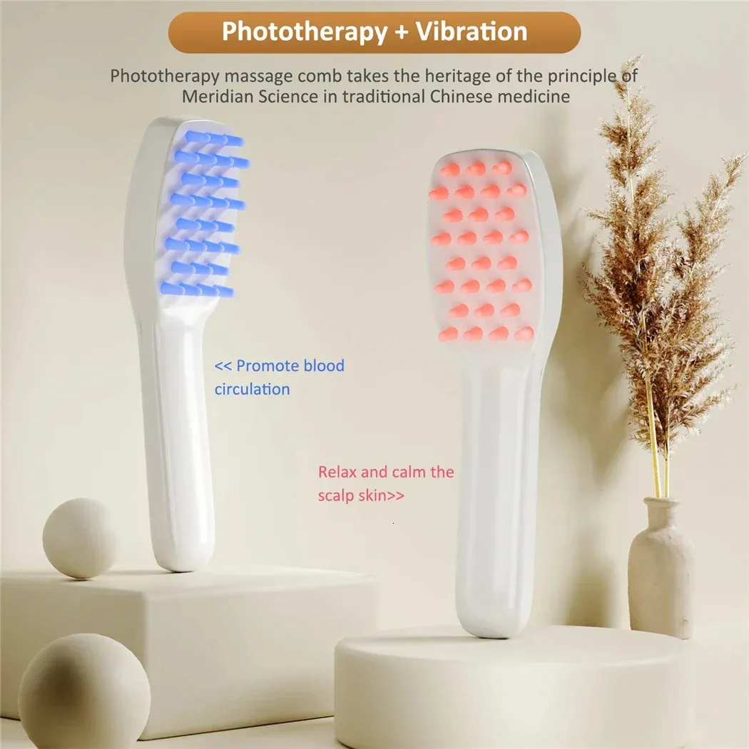 CKEYIN USB uppladdningsbar ljus Potherapy Head Massager Vibration Scam Comb Oil Control Smooth Hair Growth Brush 231225