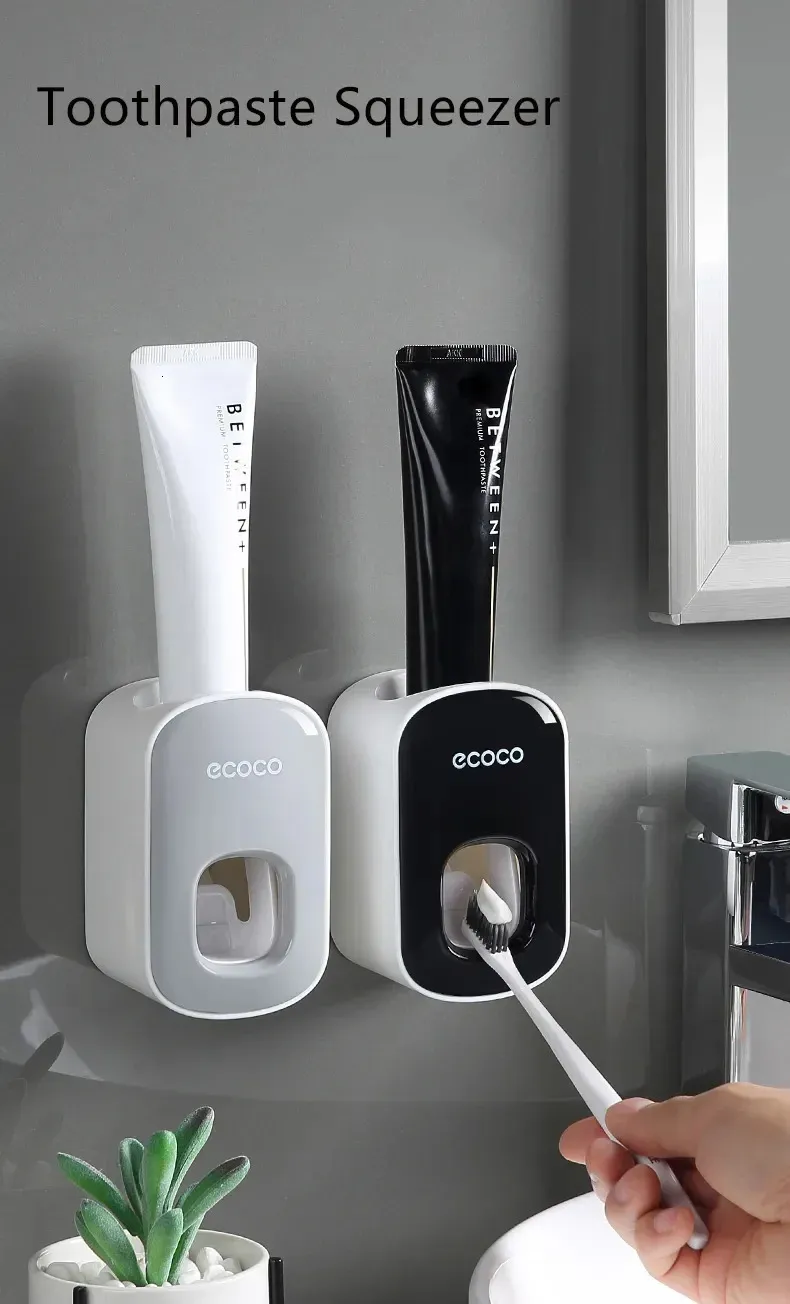 ECOCO Wall Mounted Toothbrush Holder With Automatic Toothpaste ...