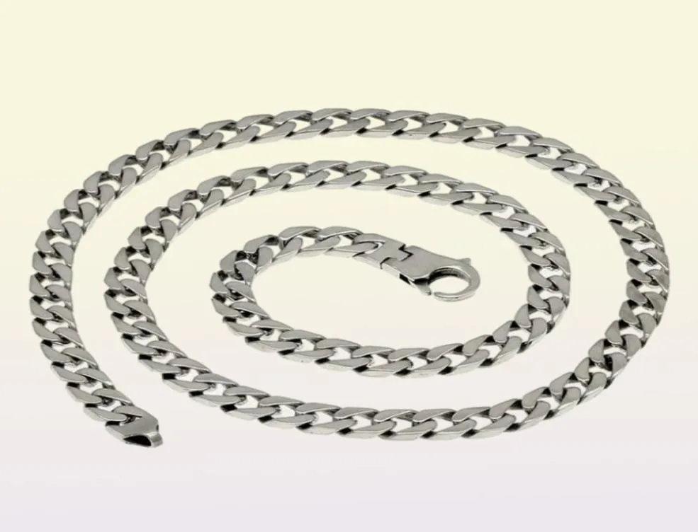 100 Solid S925 Sterling Silver Miami Cuban Chains Necklace For Mens Womens Fine Jewelry Lock 7mm 50 55 60CM Tank Clasp Chain X0508827162