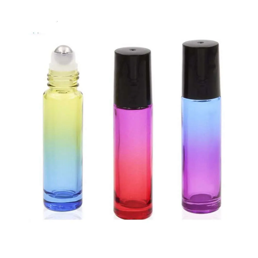 Großhandel Mini 10 ml Rollen auf Glasflasche für Dufts ätherische Öle Edelstahl -Rollenball Hochwertig Blau/Grün/Pink/Schwarz/Bernstein Rollo En Botella de Vidrio