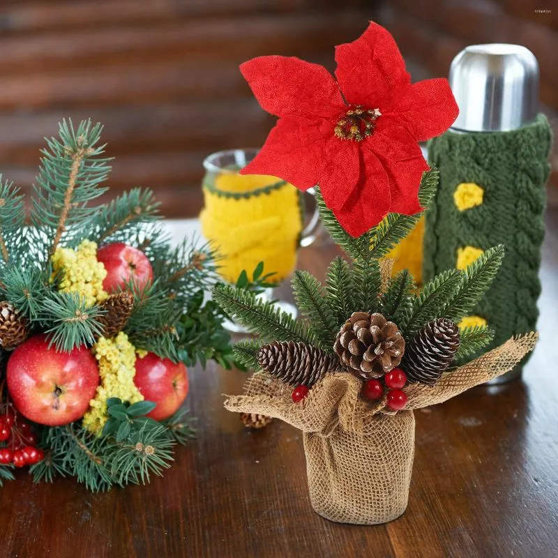 装飾的な花クリスマスレッドベリーパインニードルフラワーテーブル装飾クリスマスセンターピース装飾