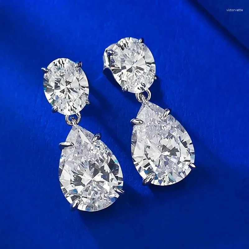 Dingle örhängen päron klippt 8ct moissanite diamant örhänge äkta 925 sterling silver smycken engagemang bröllop droppe för kvinnor
