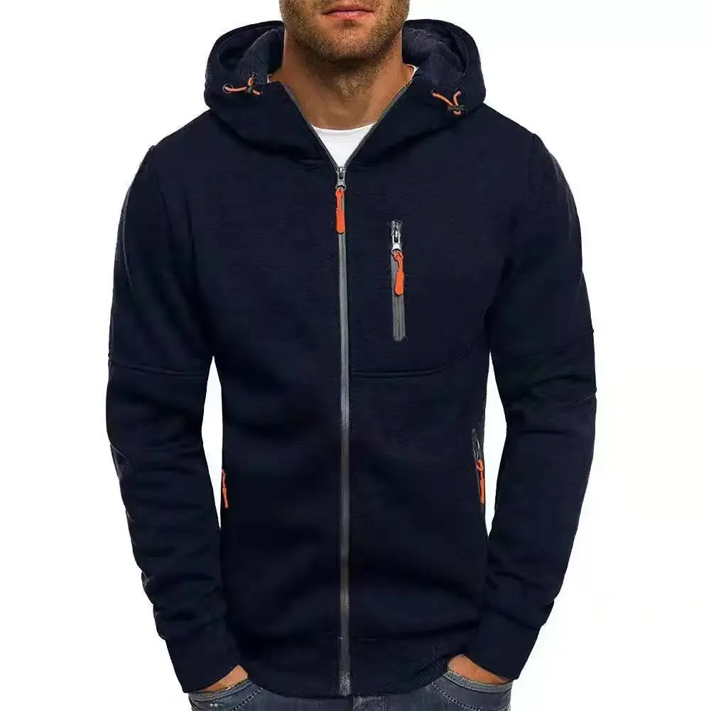 Men's Sweater Cardigan Hooded Jacket Zipper Pocket Jacquard Sports Fitness Outdoor Leisure Running Solid Color Sportswear 231222