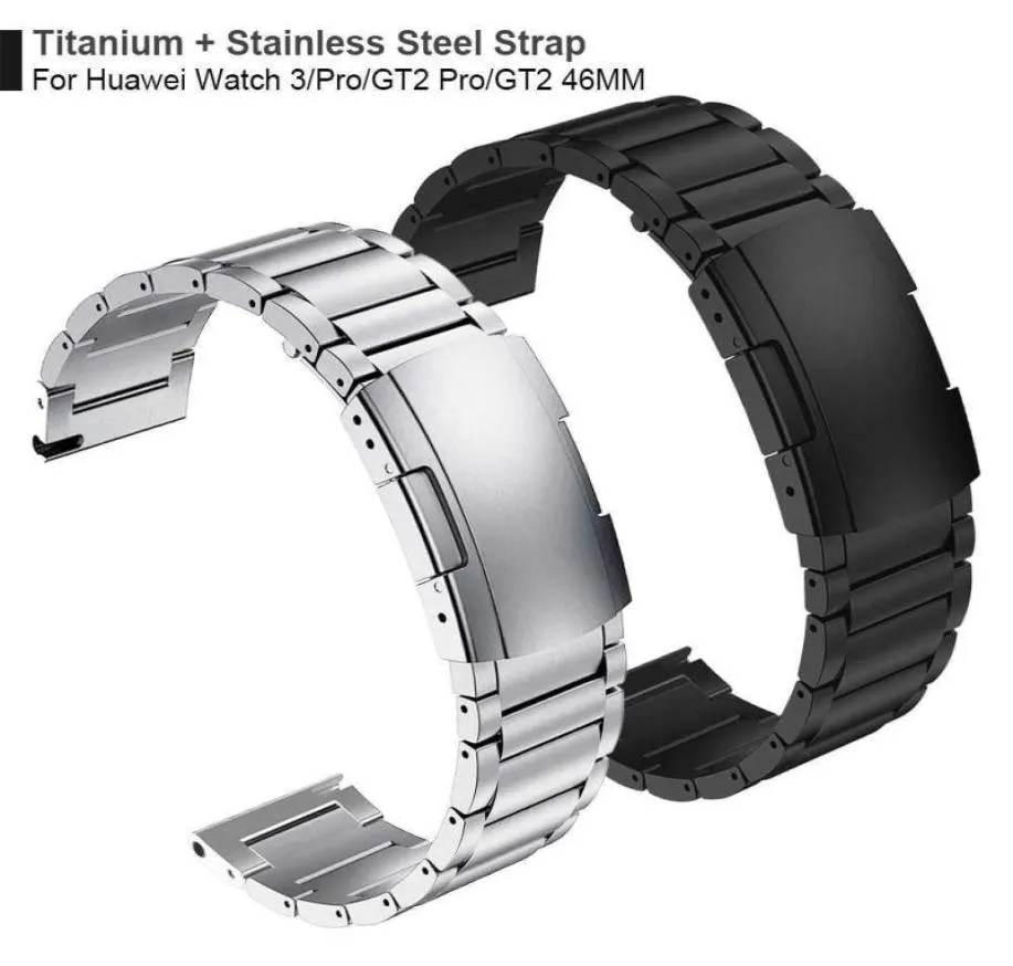 Titanium Steel Clasp -rem för Huawei Watch 3 Band GT 2 Pro GT2 Watchband för Honor MagicWatch2 46mm GS Pro Armband Wristband H4056892