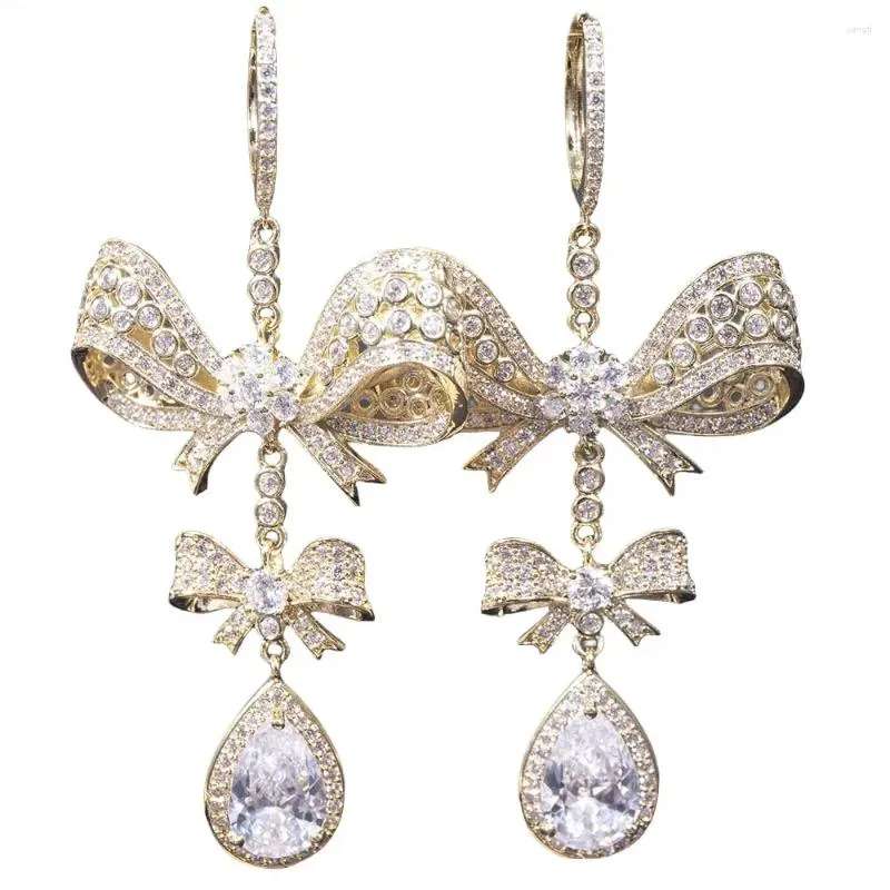 Brincos dangados Evacandis Crystal Handmade Gemstone Gold Plated Drop for Women Wedding Declaração de Birthstone Zircon S925 Sterling