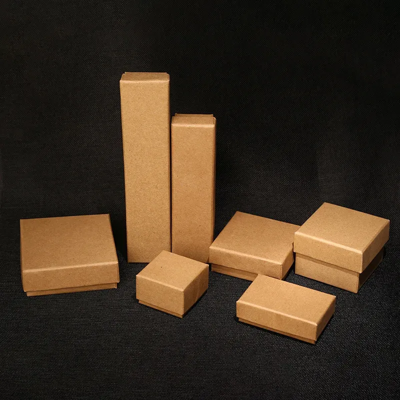 Boîtes à bijoux en papier Kraft brun, lot de 20 pièces, emballage cadeau, organisateur de breloques, bague, montre, boucle d'oreille, vente en gros, 231225