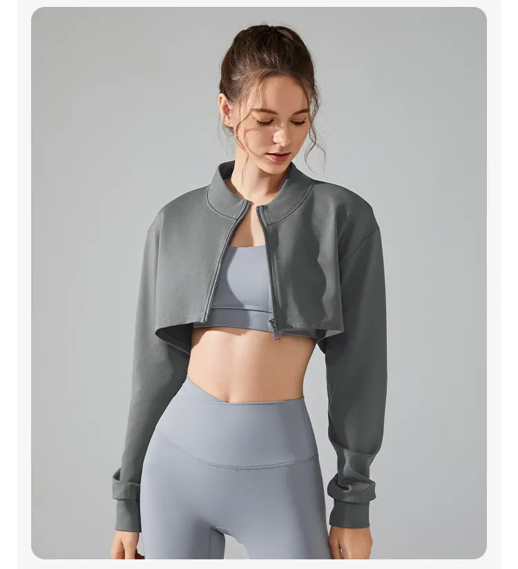 al Yoga Jacket Sports Coat Womens Tight Yoga Clothes Quick-drying Long-sleeved Top Zipper Cardigan Fitness YC248
