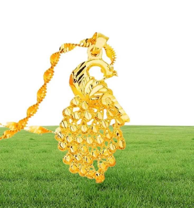 Chaîne pendentif à breloque en forme de paon, or jaune 18 carats, collier pendentif pour filles et femmes, beau cadeau, goutte 6551287