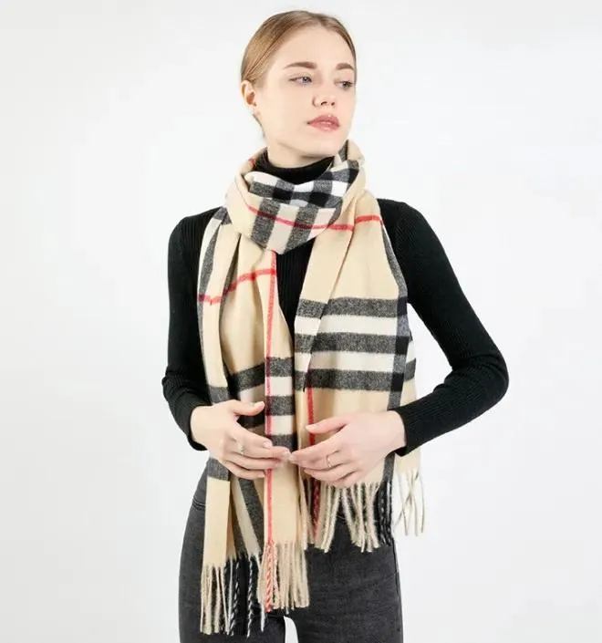 Écharpes classiques à carreaux pour femmes et hommes, écharpe chaude et épaisse en laine britannique, en cachemire, automne et hiver, vente en gros