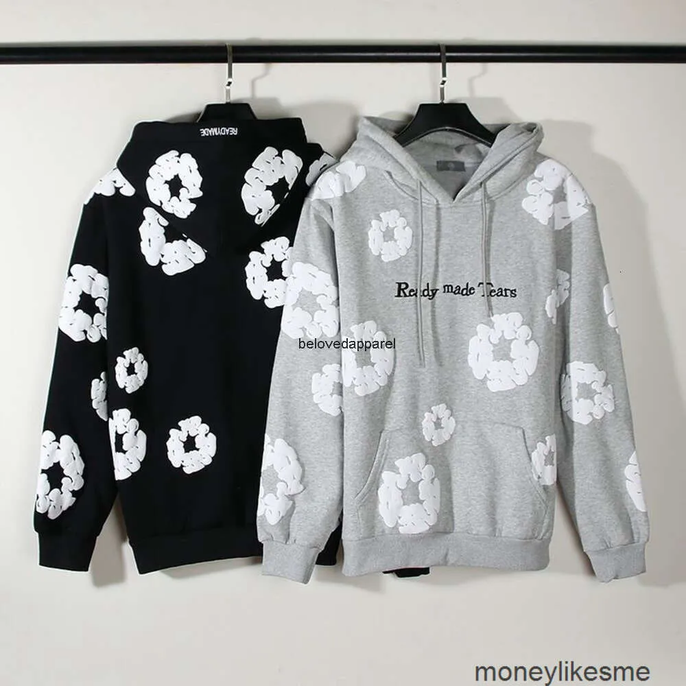 Sweat-shirts pour hommes Sweats à capuche de mode Streetwear Readymade Style Vintage Mousse tridimensionnelle Kapok Sweat à capuche brodé avec sweat à capuche en peluche Hommes Femmes Pullove