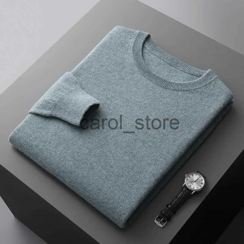 Men's Sweaters Autumn and winter new first-line ready-to-wear men's 100% pure wool sweater round neck loose warm solid color fashion casual top J231225