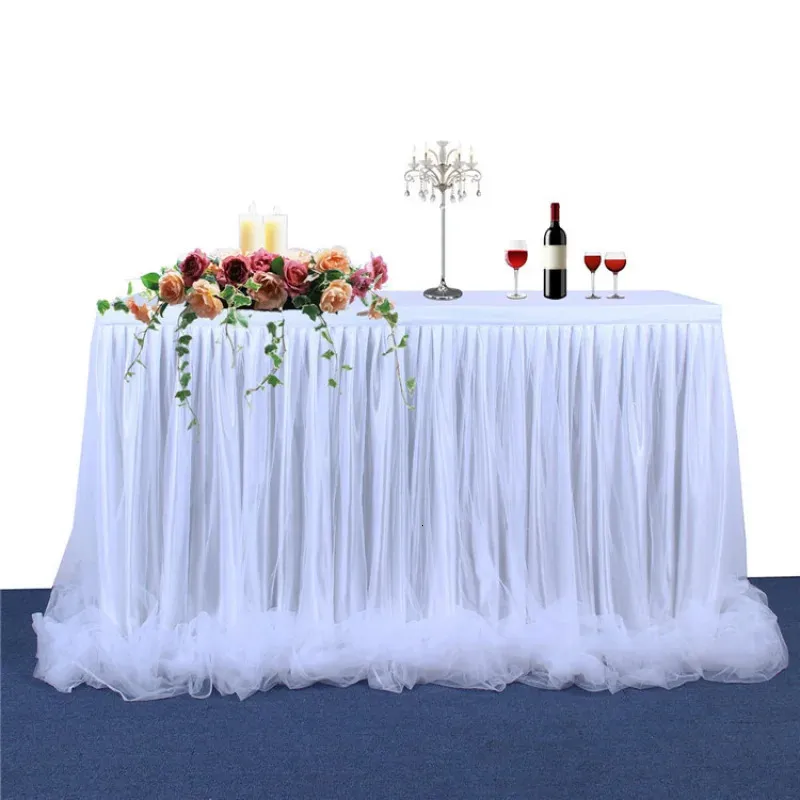 Jupes de Table en Tulle pour anniversaire, jupe Tutu pour fête de mariage, décoration de maison pour réception-cadeau pour bébé, tissu 231225