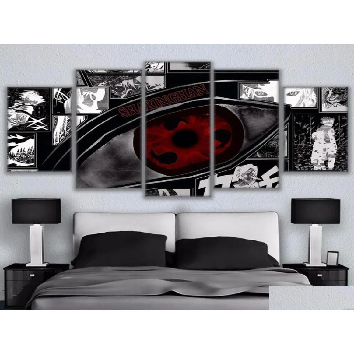 Dipinti Modar Wall Art Immagini Tela HD Stampato Pittura Senza cornice 5 Pezzi Sharingan Poster Modern Home Decor Room5898894 Drop D Dhbd9